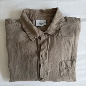 Parachute 100% Linen Tan Light Brown Long Sleeve Button Down Shirt